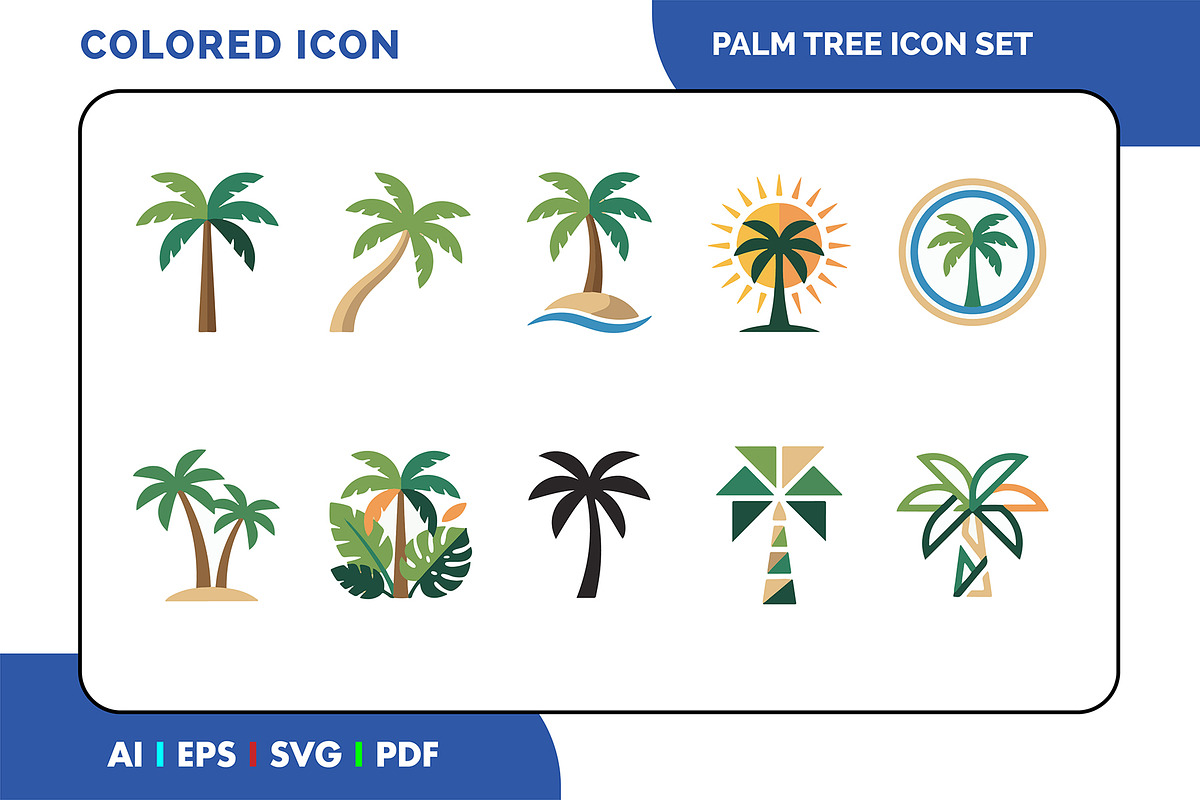 Palm Tree Tropical Beach Icon Set, a Duotone Icon by Fontmine Studio (Photo 1 of 3)