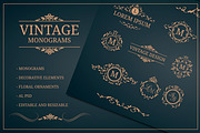 Vintage monogram  design templates, an Invitation Template by MARIA KOLYADINA (Thumbnail 1 of 2)