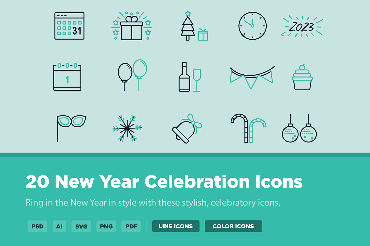 20 New Year Celebration Icons, an Icon by Creative VIP (Photo 1 of 5)