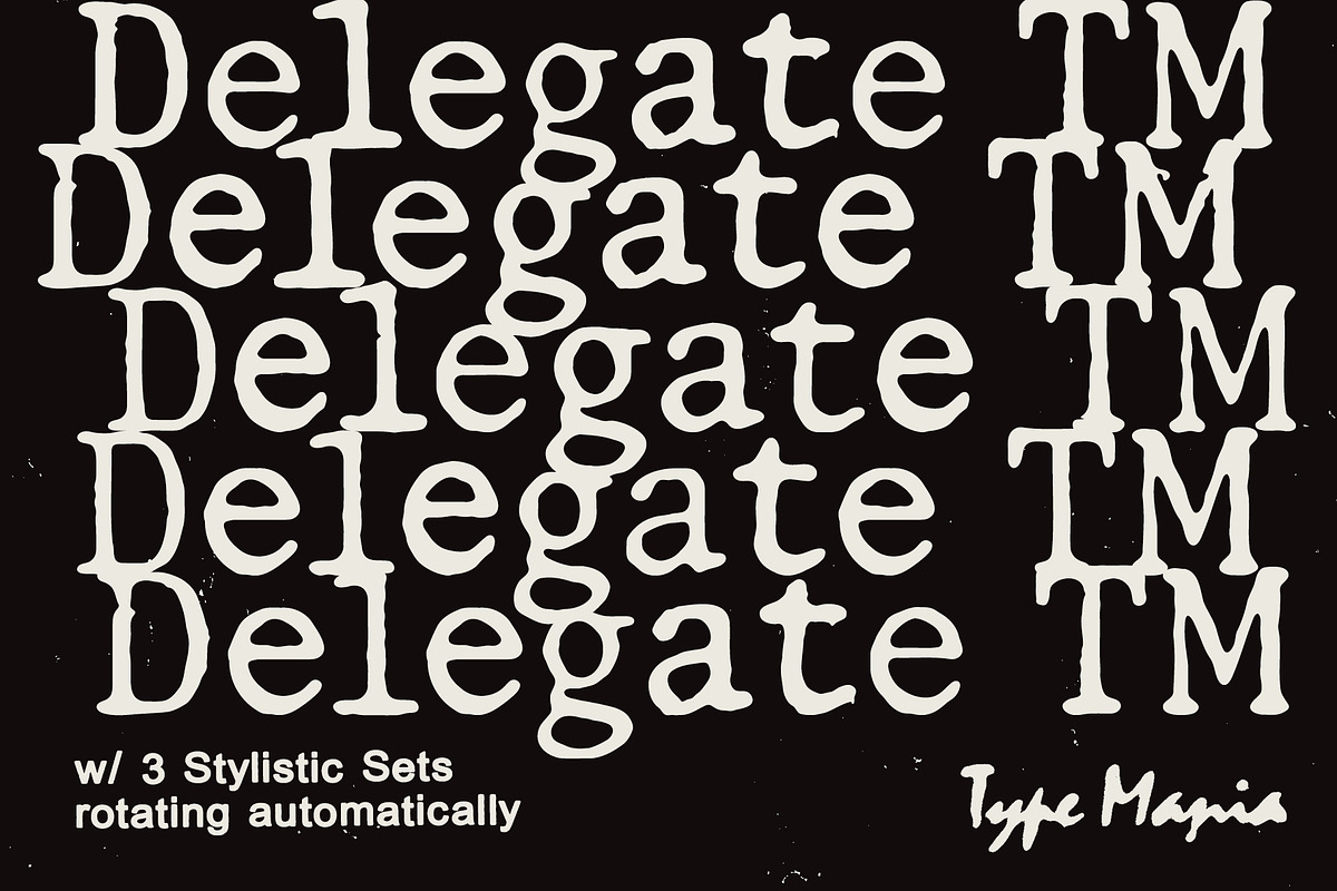 Delegate TM – Dynamic Typewriter, a Serif Font by Type Mania (Photo 1 of 11)