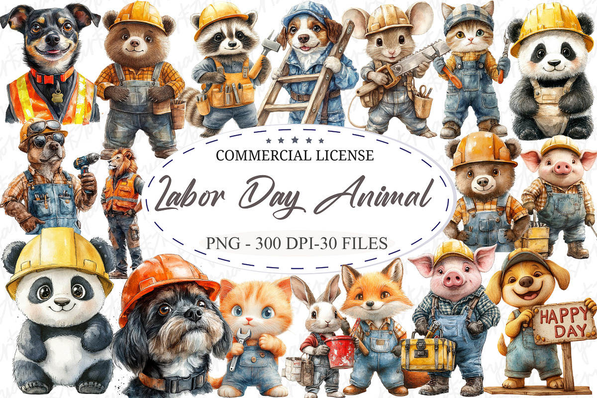 Labor Day Animal Clipart, an Illustration by designcity5 (Photo 1 of 5)
