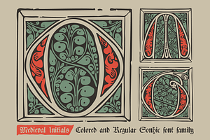 Medieval Initials. Gothic Drop caps, a Blackletter Font by kaer_shop