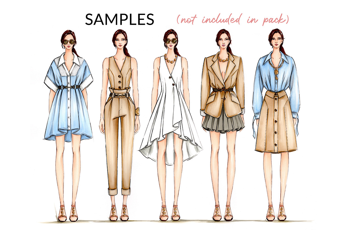 Straight Pose Fashion Croquis, a Person Illustration by Art by Lin