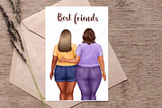 Best Friends Clipart, Plus Size Girl, a Person Illustration by ArtedeCatrin (Thumbnail 6 of 10)