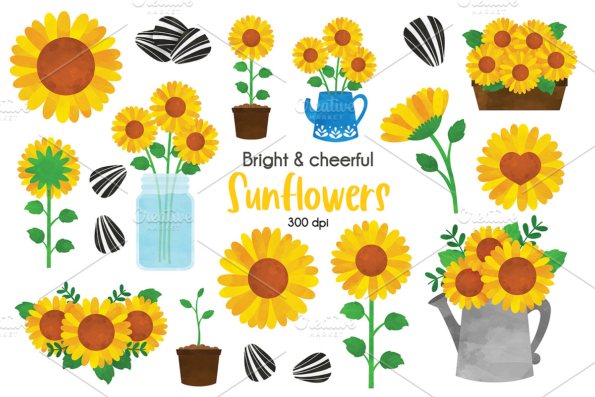 Sunflower Clipart, an Illustration by SugarPickle Clip Art (Photo 1 of 4)