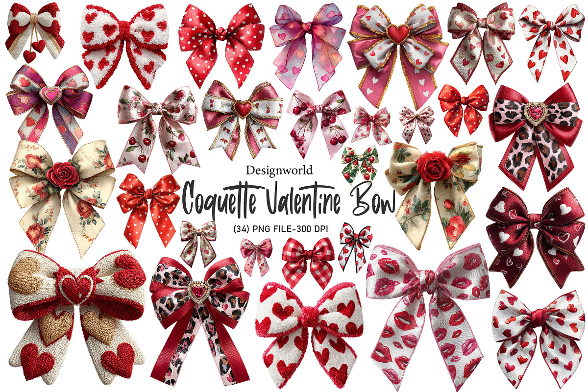 Coquette Valentine Bow Clipart Bundl, an Illustration by Designworld (Photo 1 of 8)