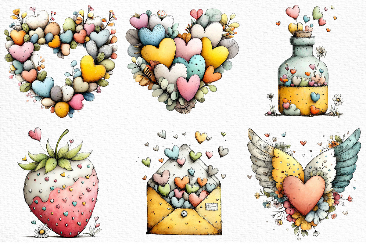 Whimsical Valentine's Day Clipart, an Illustration by Craft Nest (Photo 6 of 11)