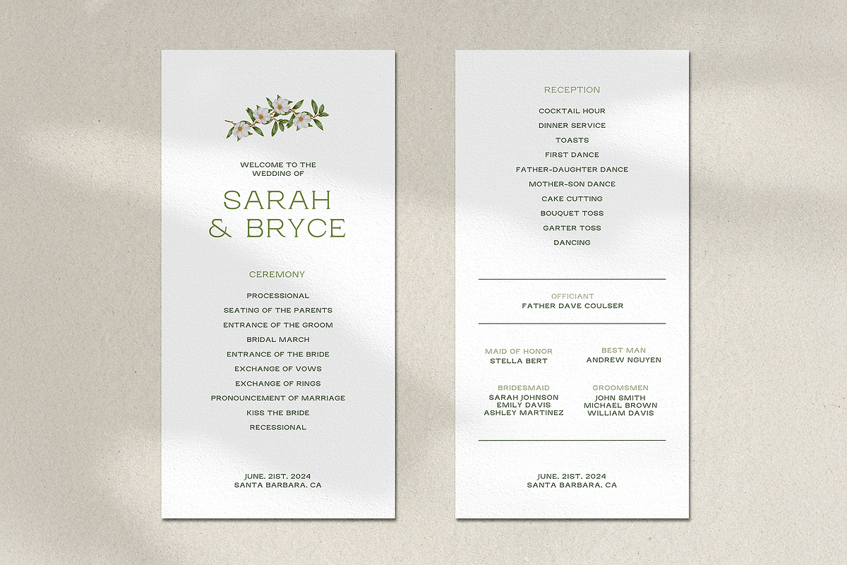 Green Floral Event Program Template, a Stationery Template by Paraná Studio (Photo 5 of 5)