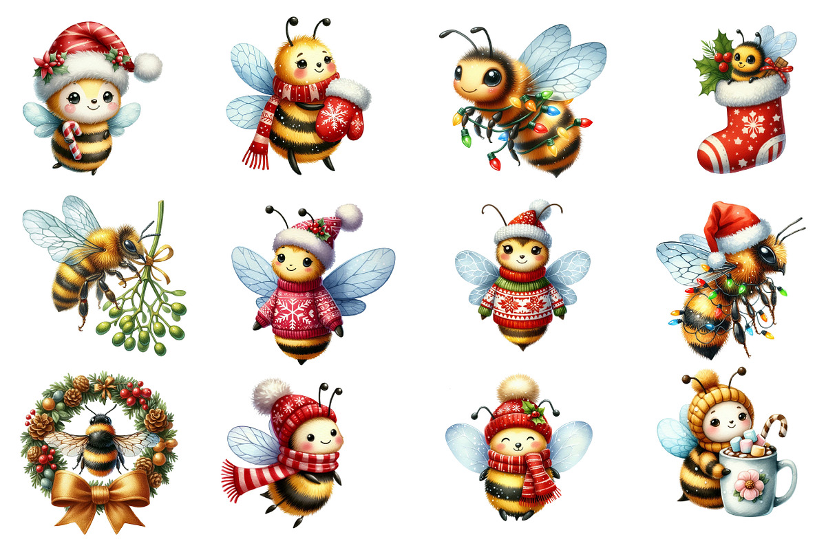 Christmas bee clipart, an Illustration by Designworld (Photo 2 of 5)