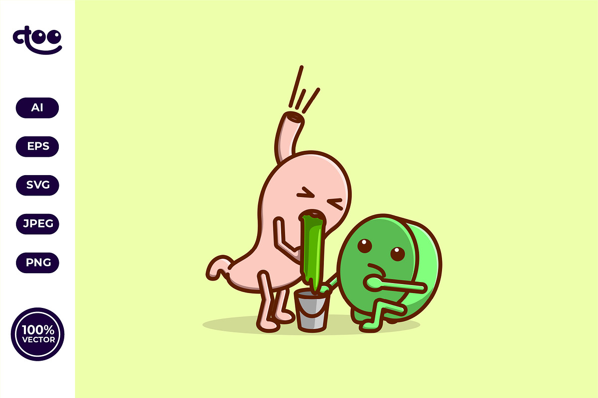 Simple Stomach and Gastric Medicine, a Healthcare Illustration by Satisfactoons