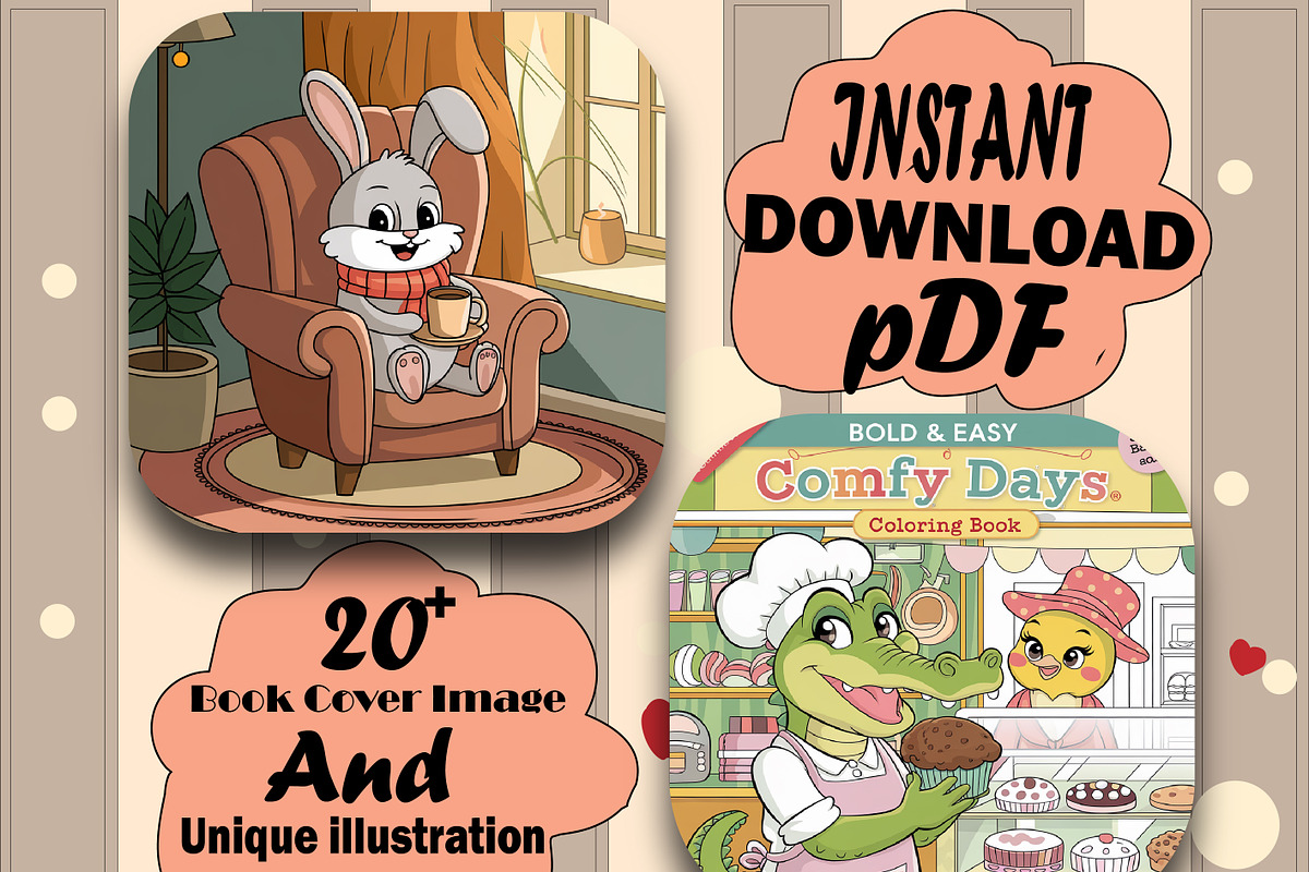 Comfy Days Bold & Easy Coloring Book, an Animal Illustration by Design Home (Photo 2 of 4)