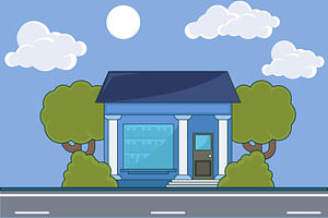library building landscaped vector