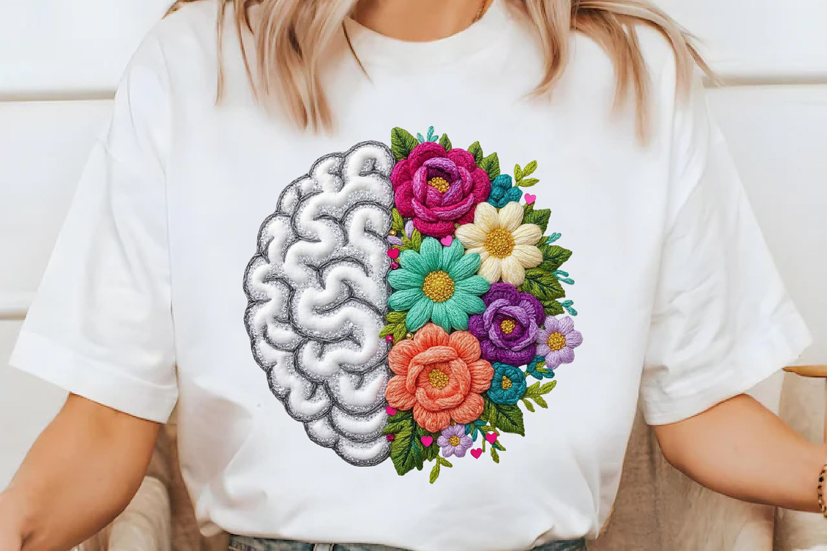 Mental Health Floral Brain Faux Yarn, an Illustration by designcity5 (Photo 7 of 9)