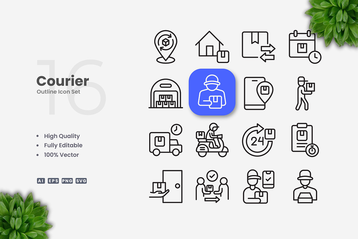 Courier Outline Icons, an Outline Icon by Upnowgraphic