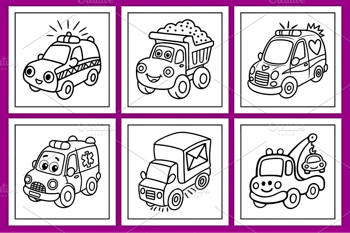 Cute Vehicles Coloring Pages, a Decorative Illustration by Ink Gallery (Photo 4 of 5)