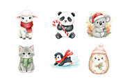 Watercolor Christmas Animal Clipart, an Illustration by SinaCreation (Thumbnail 3 of 7)