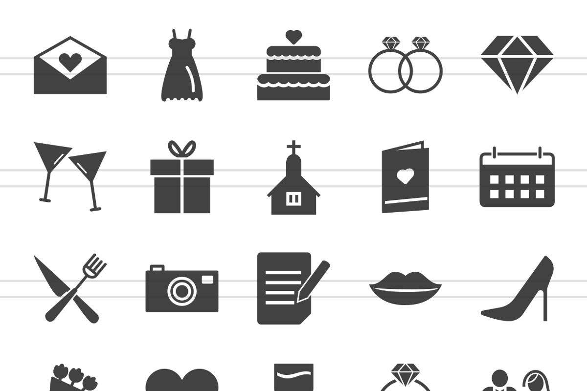 50 Wedding Glyph Icons preview 2