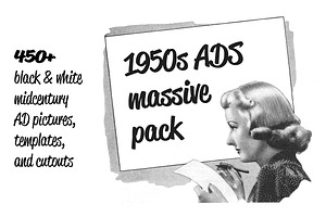 50s ADS Templates + Collage Cutouts