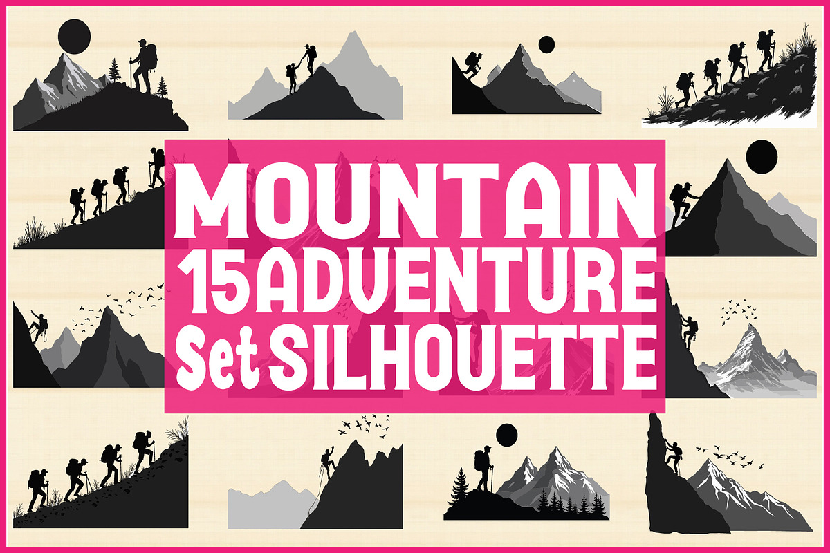 Mountain Adventure Silhouette Bundle, an Object Graphic by Gfx_Store (Photo 1 of 16)