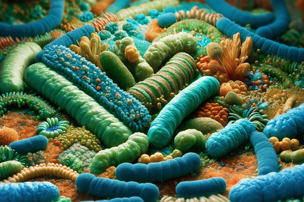 Illustration of human gut bacteria, a Health & Medical Photo by angellodeco