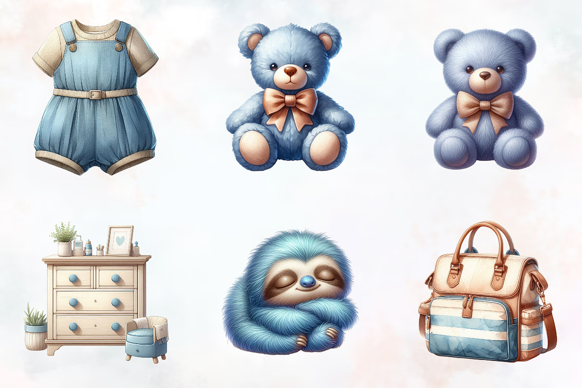 Dusty Blue Beige Baby Nursery PNG, an Illustration by RobertsArt (Photo 3 of 8)