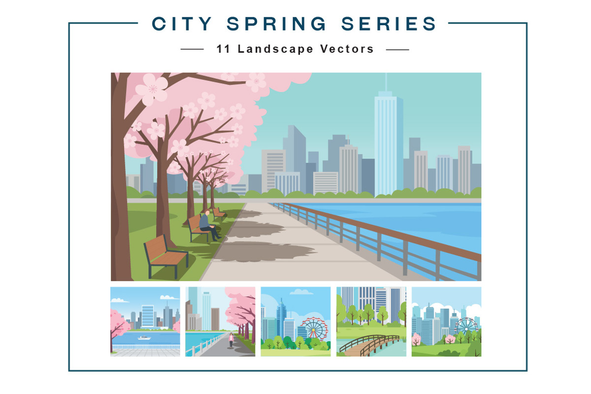 11 Green City Park In Springtime, an Illustration by jongcreative (Photo 1 of 3)