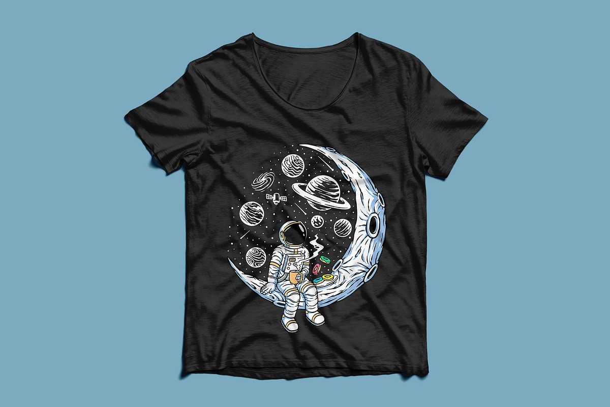 Astronaut enjoying coffee and donuts, a Food Illustration by gunaonedesign (Photo 3 of 3)