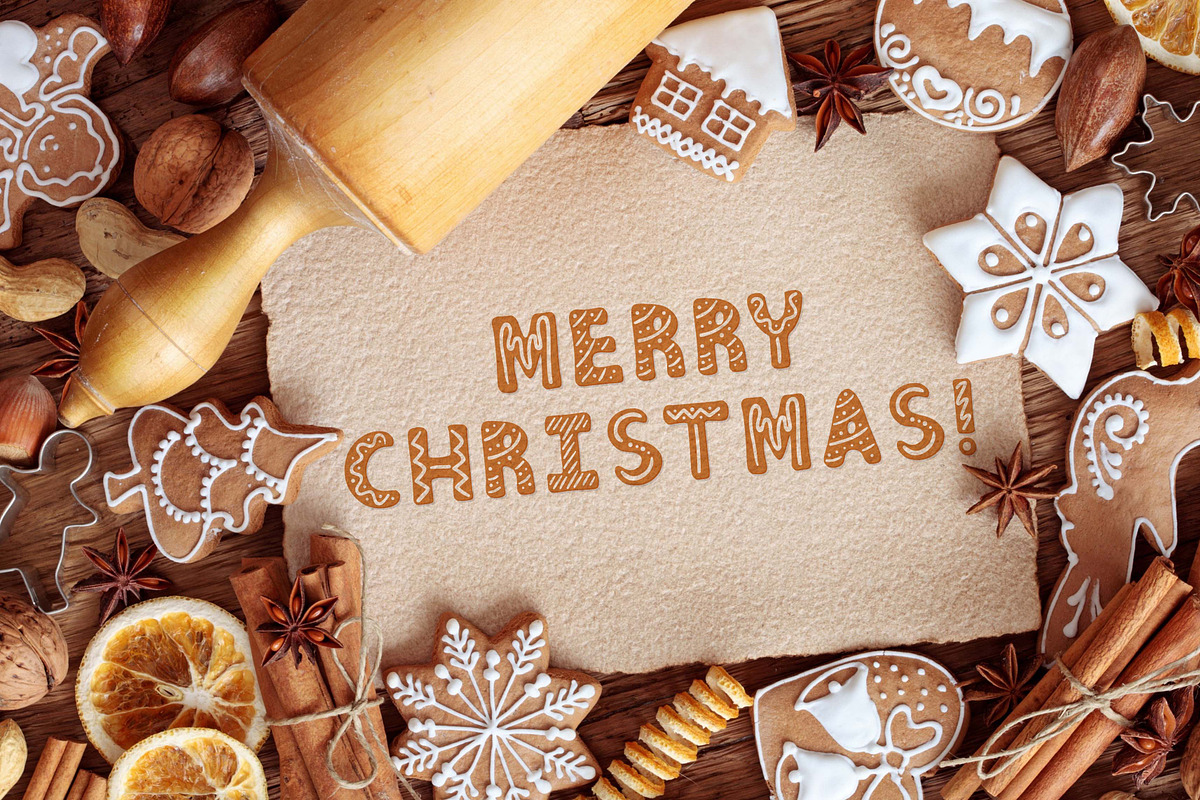 Gingerbread Christmas color SVG font preview 5