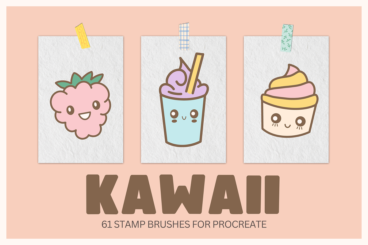 Kawaii Procreate stamp brushes, a Brush Add-On by Veronika Gotovceva (Photo 1 of 4)