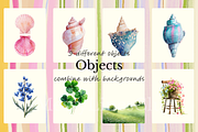 Watercolor Summer Backgrounds+Object, an Illustration by Creative Lovers (Thumbnail 2 of 6)