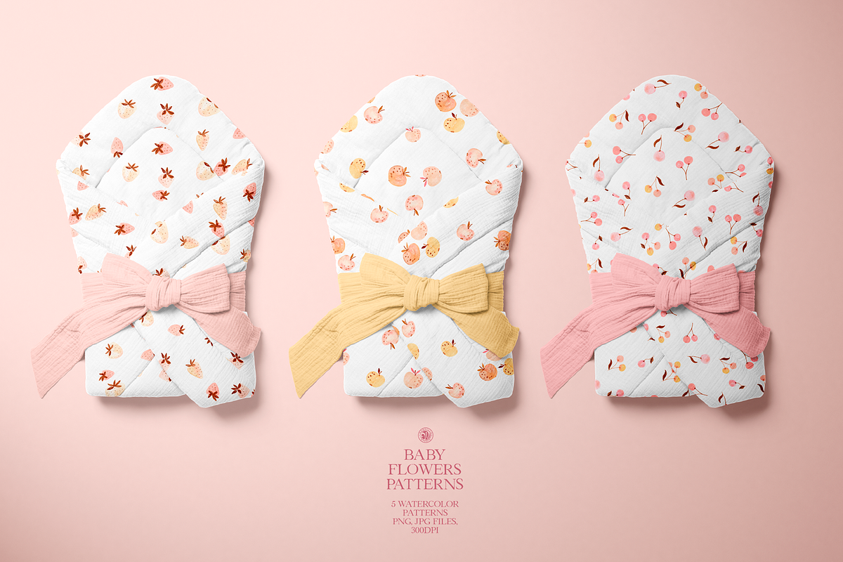 Baby Flowers Watercolor Patterns, a Pattern Graphic by Webvilla Studio (Photo 6 of 9)
