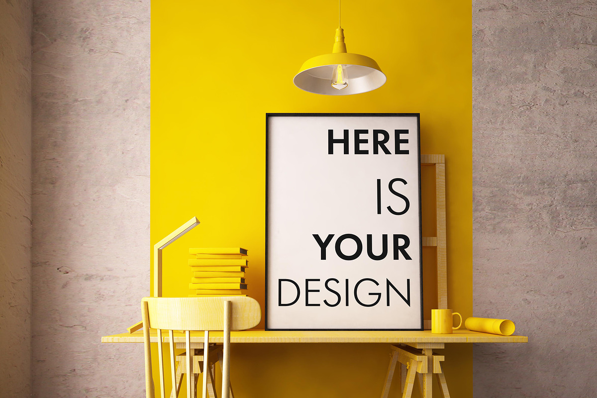 3 color interior with mockup poster, a Print Template by FilL239 (Photo 2 of 4)