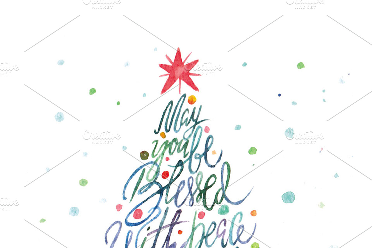 Christmas tree watercolor card, a Card Template by Inna Vinchenko Designs (Photo 2 of 2)