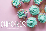 Cupcakes - a Hand Lettered Font, a Sans Serif Font by Nancy Ingersoll (Thumbnail 1 of 9)