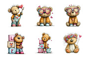 Valentine Teddy Bear Clipart PNG, an Illustration by SinaCreation (Thumbnail 4 of 10)