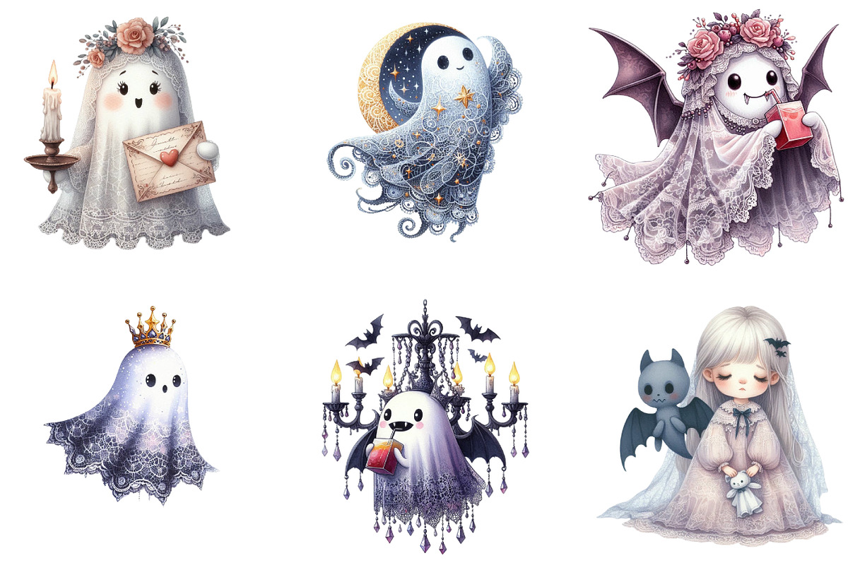 Halloween Lace Ghost Sublimation, an Illustration by DreamArtGraphic (Photo 5 of 6)