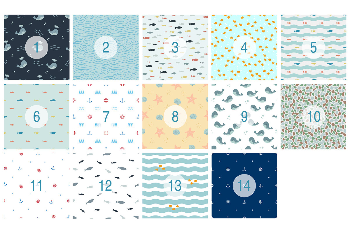 Sea Seamless Patterns, a Pattern Graphic by Plaid4You (Photo 2 of 9)