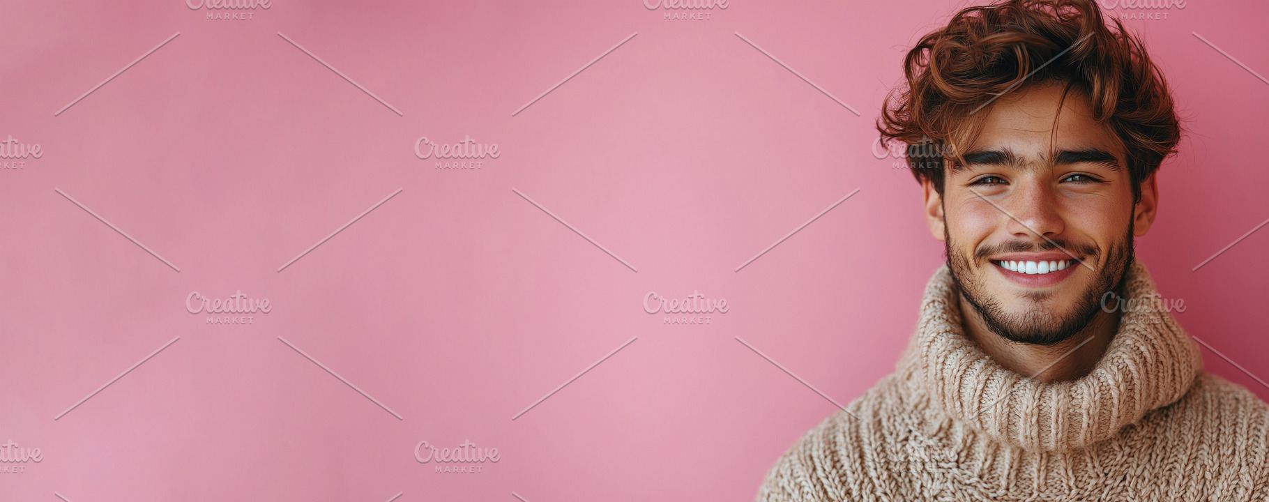 Cheerful young man with tousled hair wearing cozy knitted sweate, a Person Photo by José Manuel Gelpi