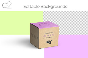 Kraft Paper Cube Box Package Mockup