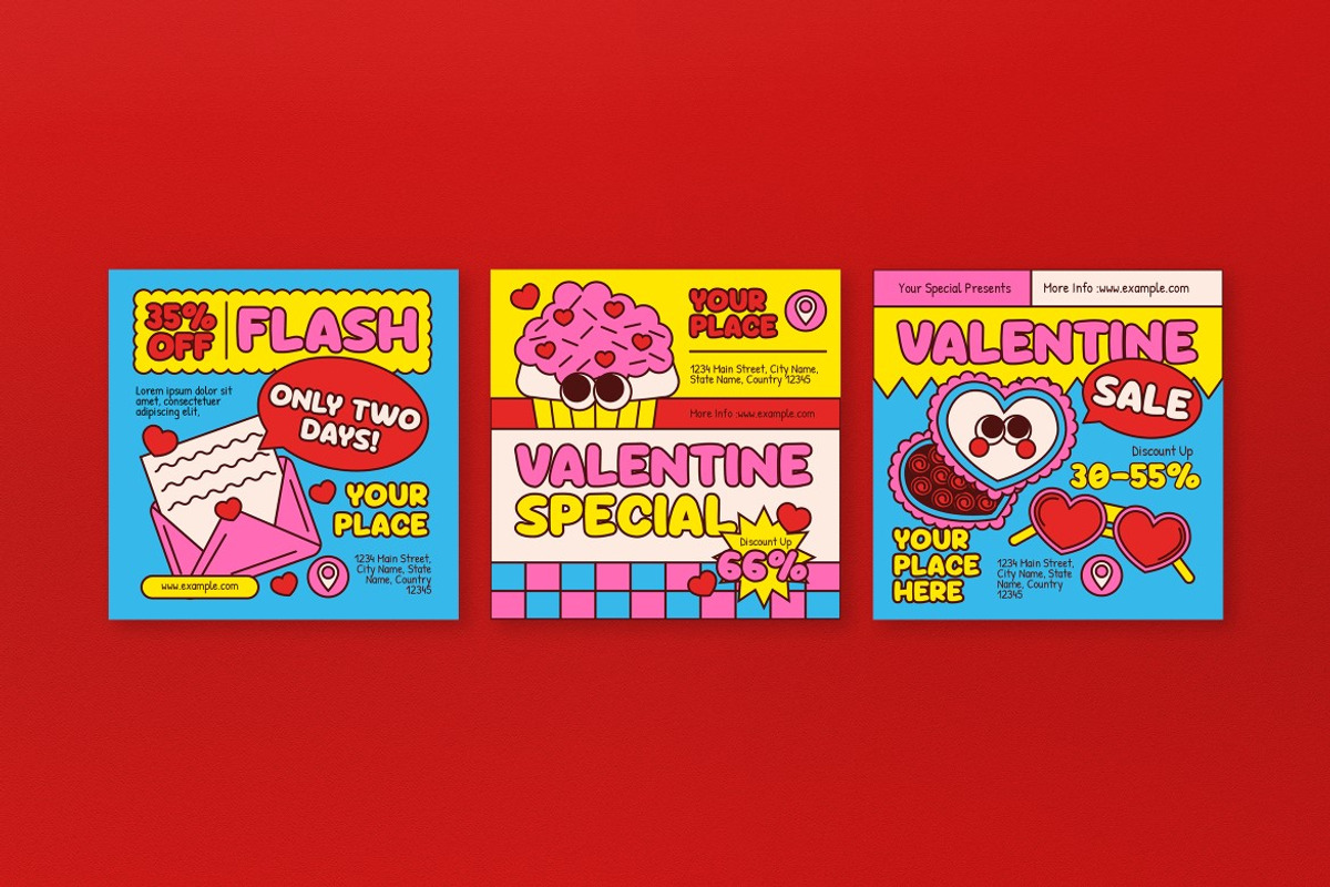 Red Yellow Valentine Sale Banner, an UI Kit Template by graphicook (Photo 4 of 4)