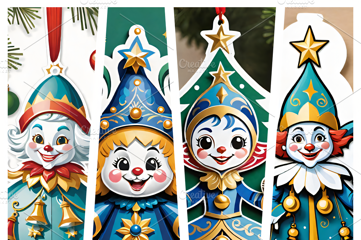 10 Festive Clown Ornaments Bundle, an Illustration by ETARA by Mea Hau (Photo 1 of 6)
