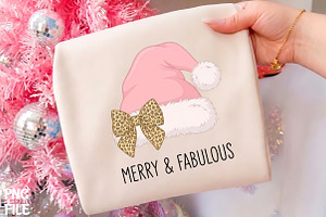 Merry Fabulous Pink Santa Hat PNG