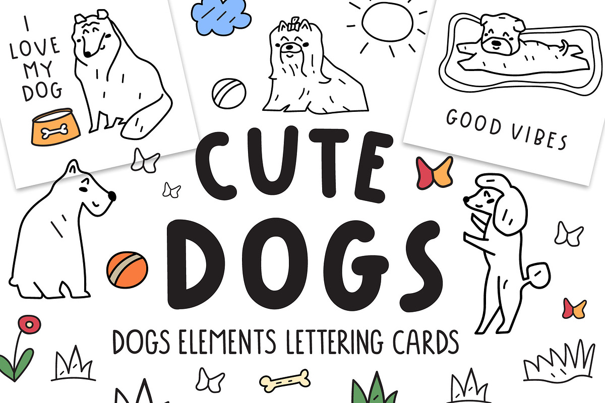 Cute dogs, an Animal Illustration by cutelevindesign (Photo 1 of 10)