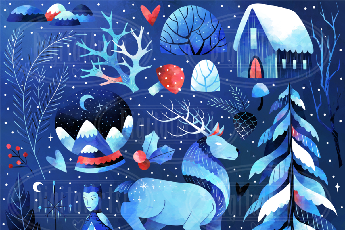 Watercolor Winter Queen Clipart, an Illustration by DigitalArtsi (Photo 2 of 4)