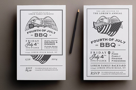 Two 4th of July bbq invitations