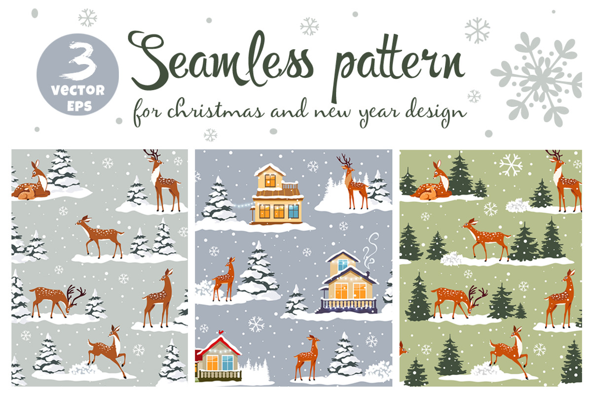 Seamless pattern with deer, a Pattern Graphic by JulianArt (Photo 1 of 4)