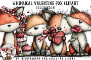 Whimsical Valentine Fox Clipart, an Illustration by OK Design (Thumbnail 1 of 6)