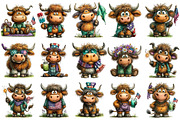 Patriotic Highland Cow Clipart, an Illustration by OK Design (Thumbnail 3 of 6)