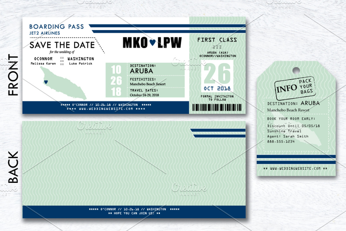 Boarding Pass Wedding Save the Date, an Invitation Template by La Bella Rue (Photo 2 of 3)