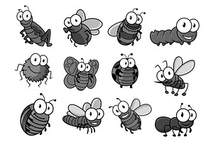 Insect Cartoon Character For Childish Design